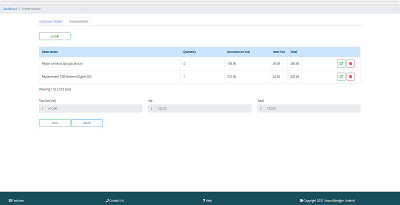 easyinvoice - add items